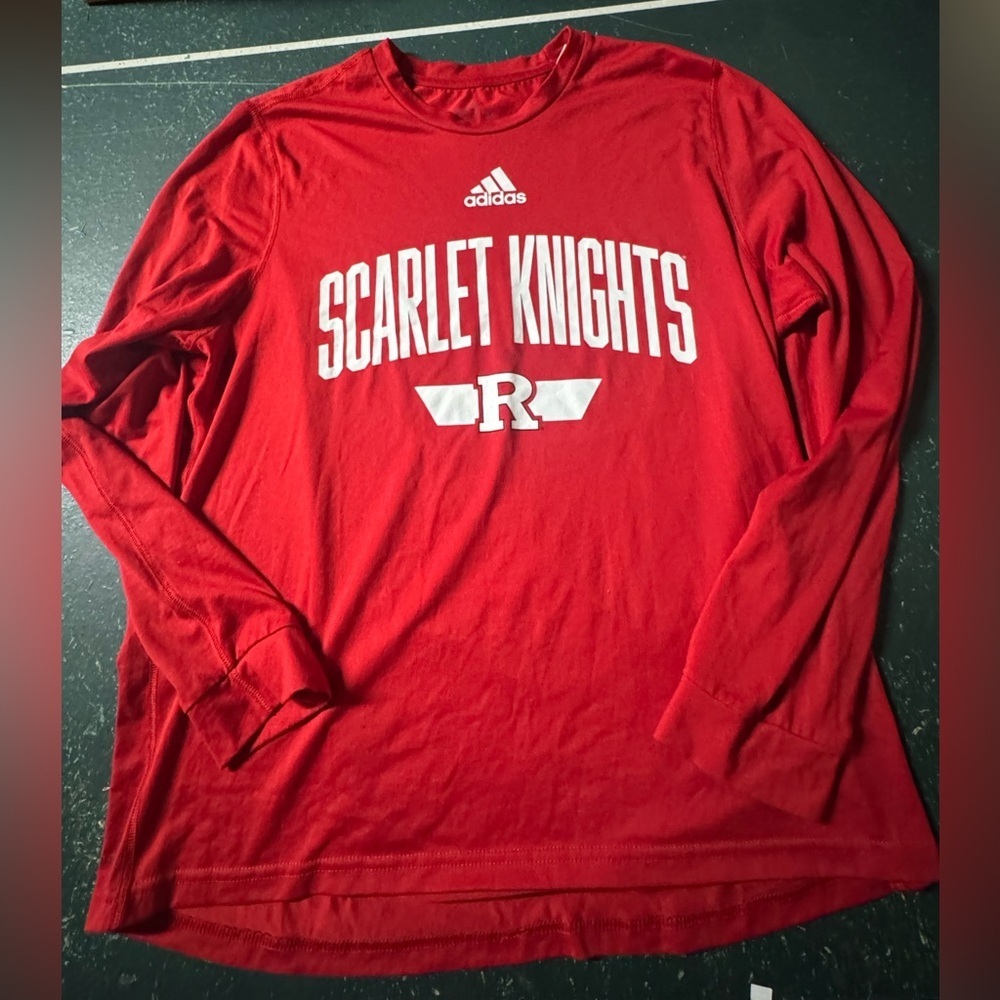 adidas Red Rutgers Scarlet Knights Long Sleeve Tee - Unisex Large